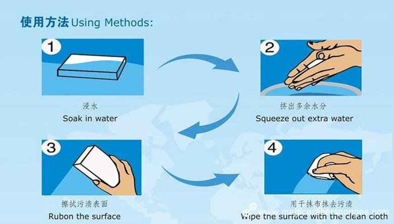 the using method of the melamine sponge 